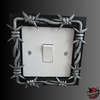 Gothic Barbed Wire Light Switch Surround – 3D Printed Black Eco-PLA with Optional Silver Hand-Painted Detail – UK Fitting