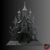 Gothic Haunted House Wall Decor with Shelf | Creepy 3D Printed Black Wall Art | Spooky Crystal or Candle Holder